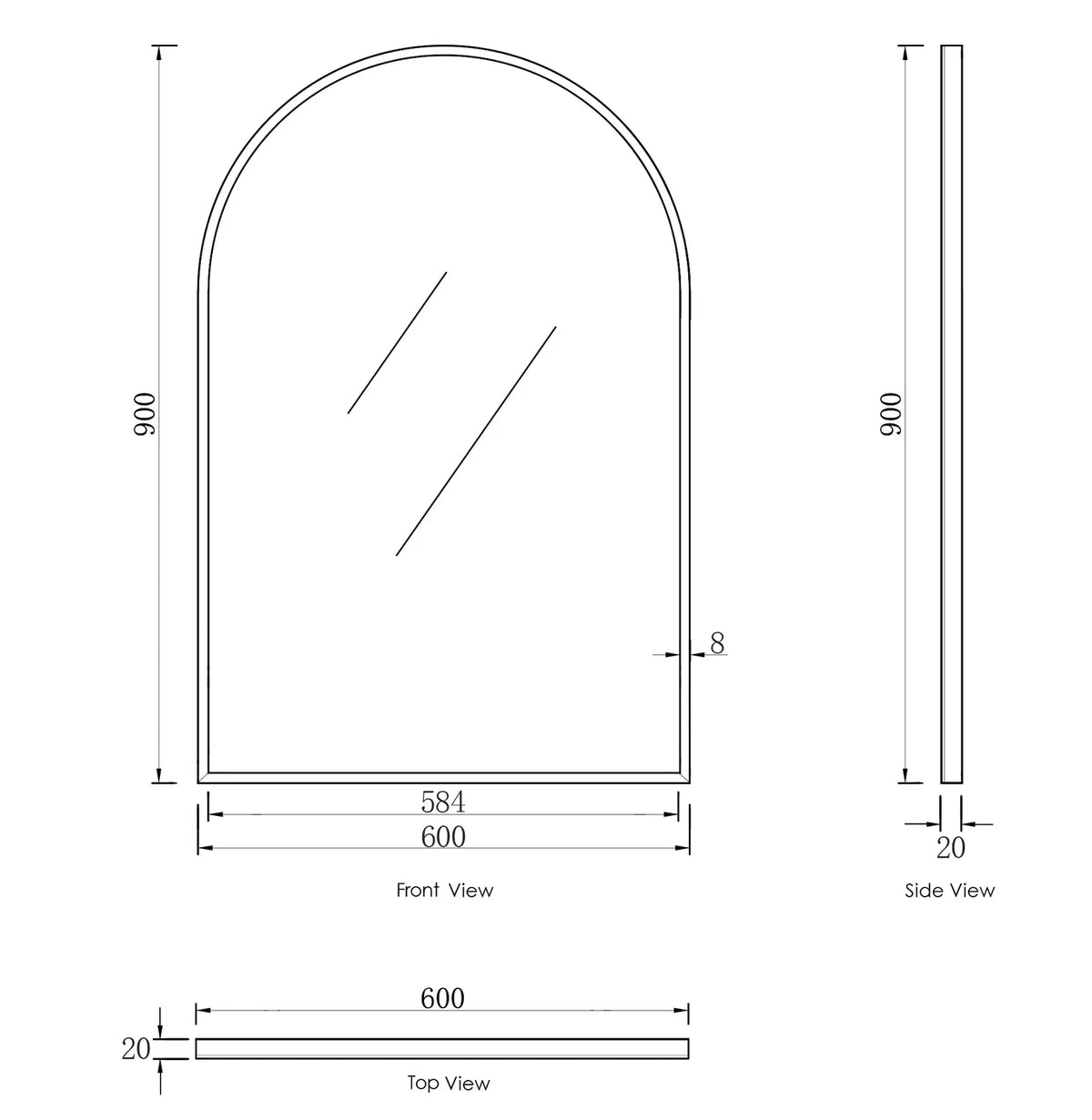 Otti MFMAR9060W Archie 900x600mm Tuffi Mirror