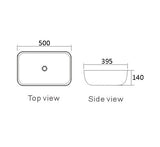 Otti IS5094 Artis Square 500x395x140 Gloss White Above Counter Basin