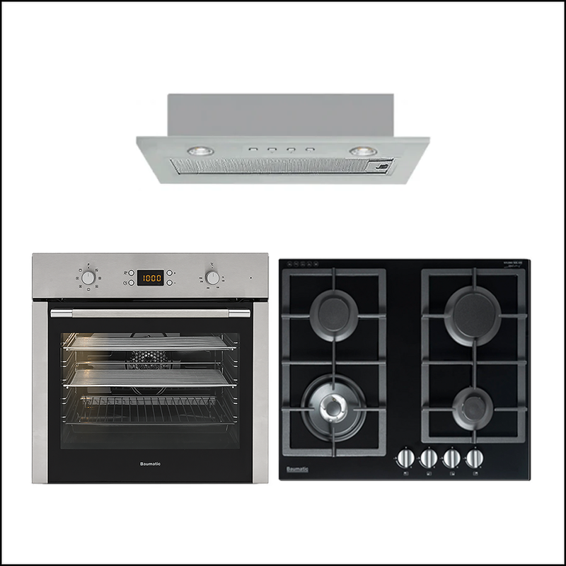 Baumatic 60cm Black Glass Appliance Package BA04