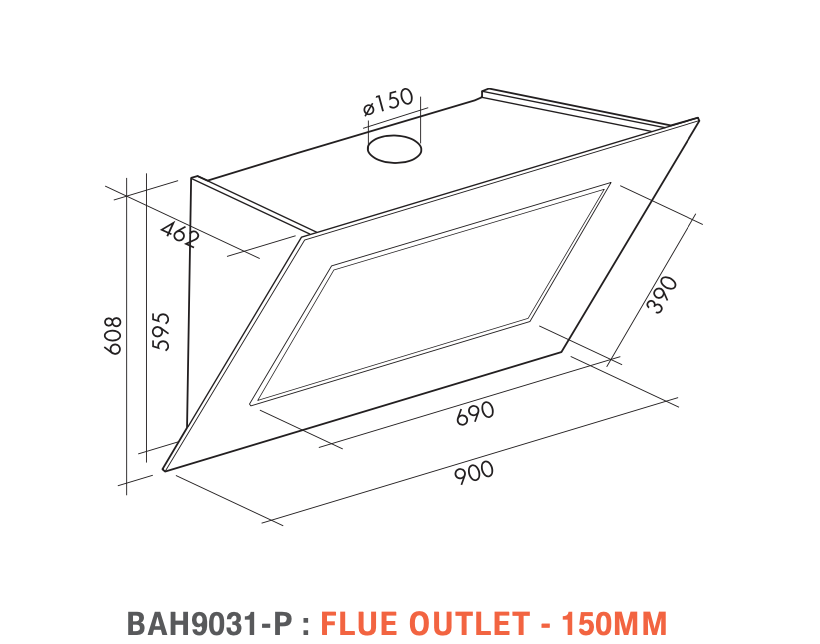Baumatic Bah9031-P 90Cm Stainless Steel Canopy Rangehoods