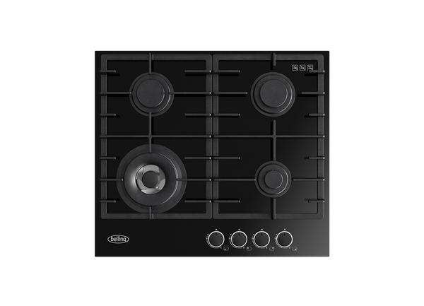 Belling BDC604BK 60cm Gas-Thru-Glass Cooktop, Black Glass