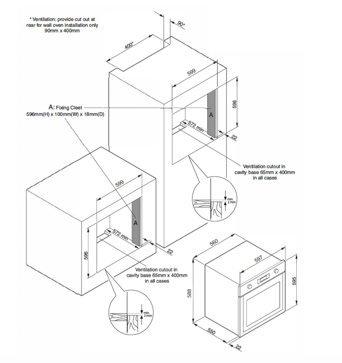 BDO609BK Dimensions