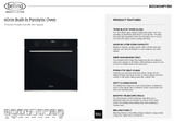 Belling BDO609PYBK 60cm Pyrolytic Black Glass Electric Oven - Clearance Discount