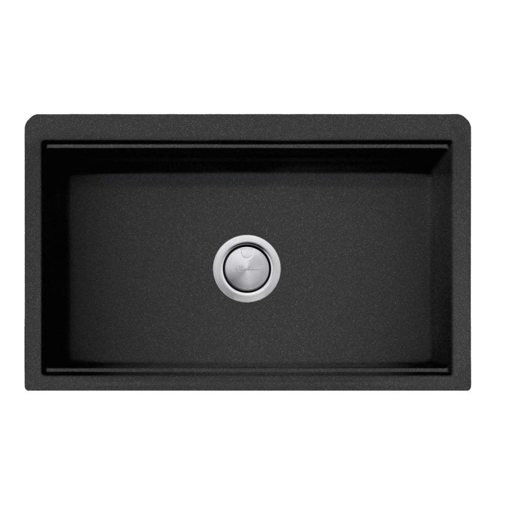 Oliveri Santorini Farmhouse Undermount Sink, 757 x 425mm, Black, ST-BL1584U