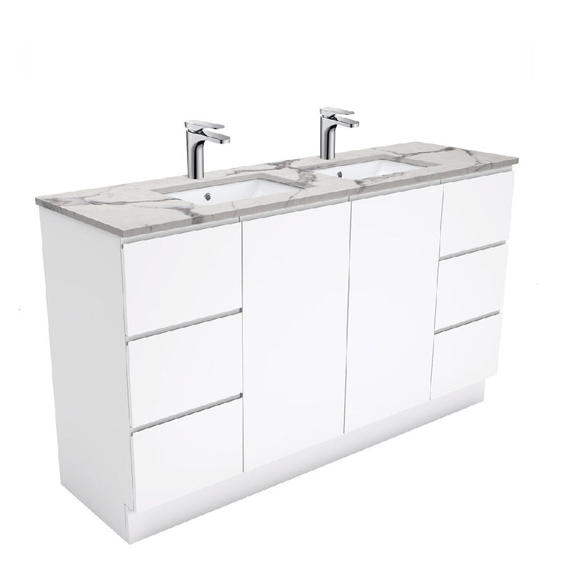 Fienza SM150CD Fingerpull Calacatta Marble Kicker 1500mm Vanity (Double Bowl)