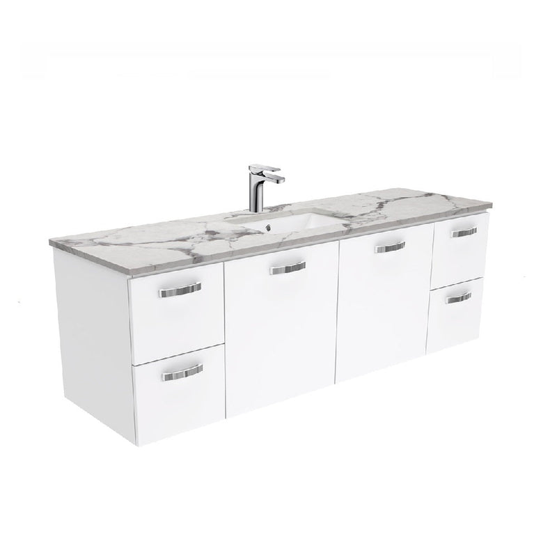 Fienza SM150JS Unicab Calacatta Marble Wall Hung 1500mm Vanity (Single Bowl)