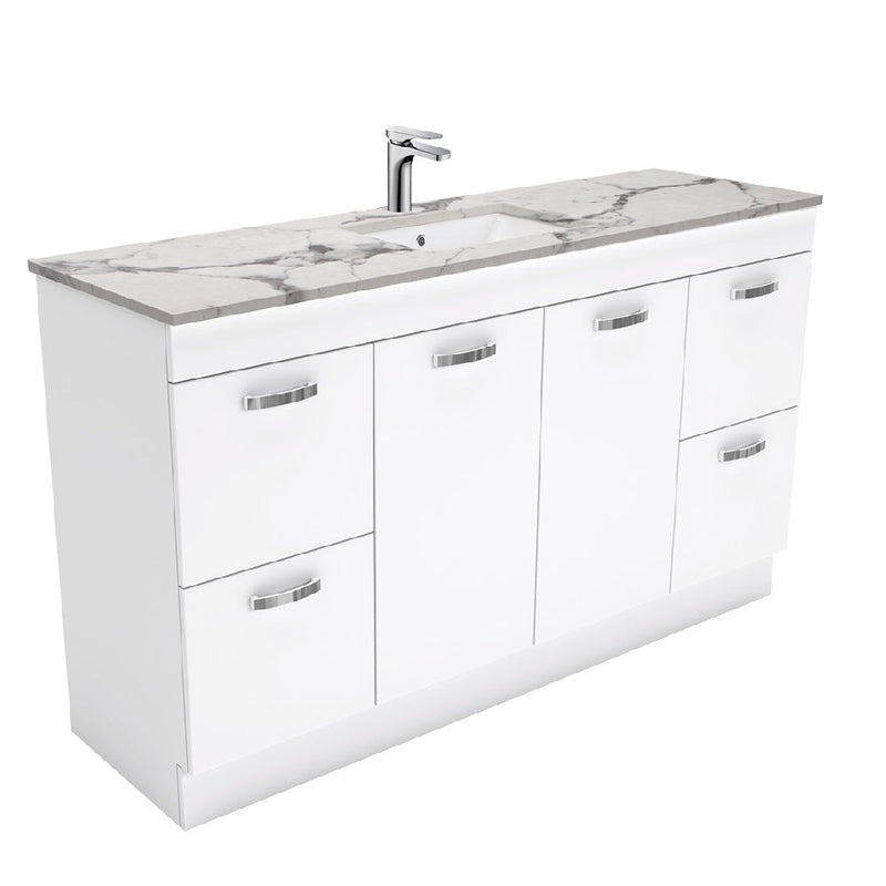 Fienza SM150NKWS Unicab Calacatta Marble Kicker 1500mm Vanity (Single Bowl) - Special Order