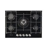 Artusi CAGH7000B 70cm 5 Burner Gas Cooktop, Black Glass
