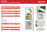 Baumatic BIR266BM 266L Bottom Mount Integrated Refrigerator