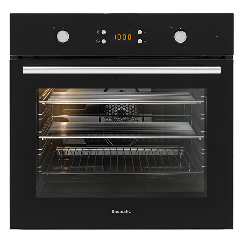 Baumatic Bo7C European Made Black Glass Electric Oven - 10Amp Plug Connection Oven