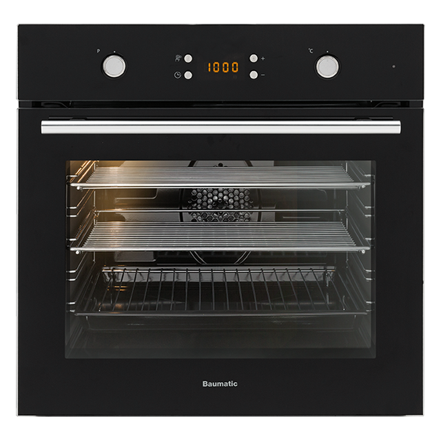 Baumatic Bo7C European Made Black Glass Electric Oven - 10Amp Plug Connection Oven