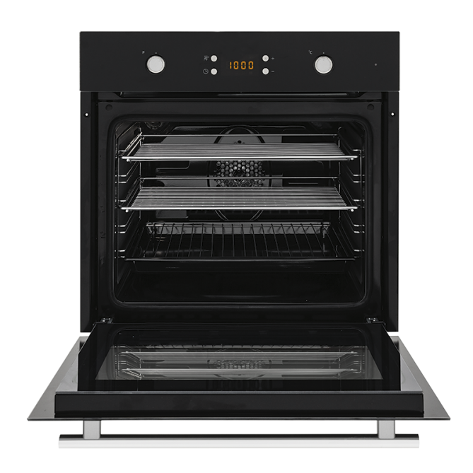 Baumatic Bo7C European Made Black Glass Electric Oven - 10Amp Plug Connection Oven