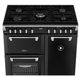 Belling BRDX90DFBL 90cm Richmond Deluxe Dual Fuel Freestanding Oven, Split Ovens, Black