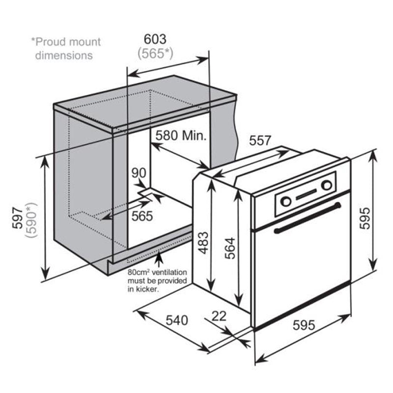 Baumatic BSO69 Studio Solari 60cm Black Glass Electric Oven