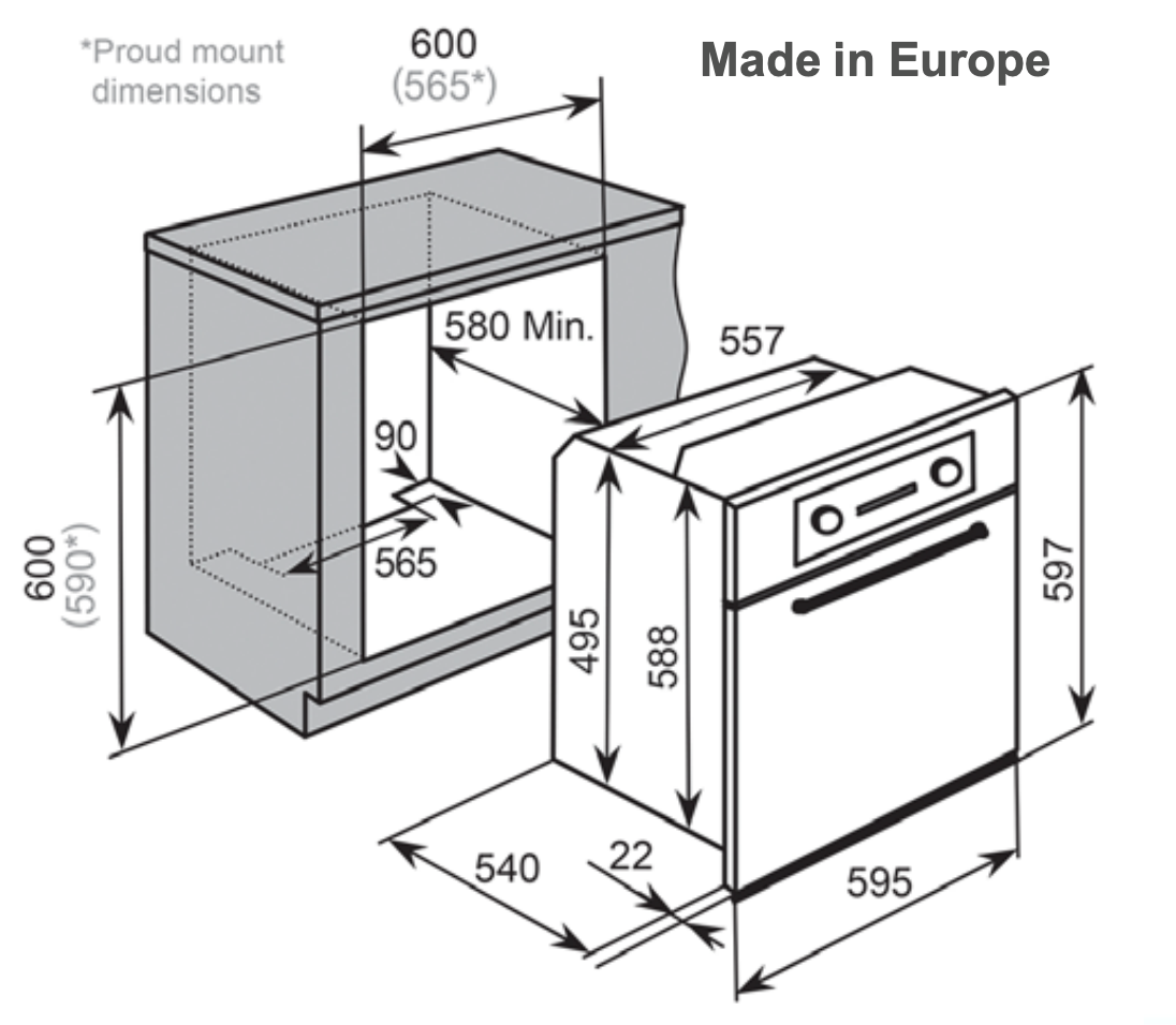 Baumatic Bspo610 Studio Solari Black Glass Pyrolytic Cleaning Electric Oven - Sale Oven