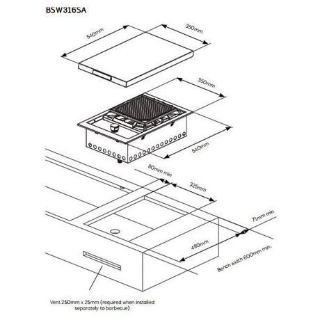 Beefeater Bsw318Sa Signature Proline Side Burner Built-In Natural Gas Bbq - New Clearance Stock