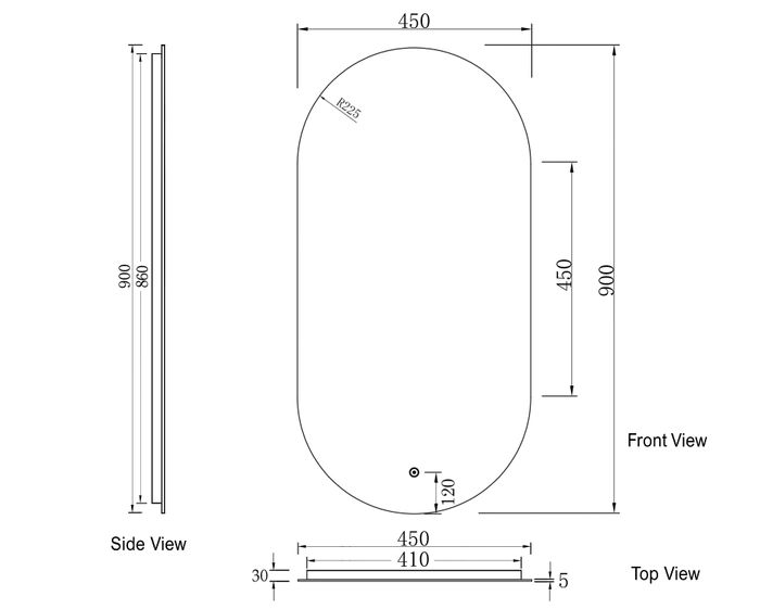Otti LED-OV9045 LED Noosa 900x450mm Tuffi Mirror