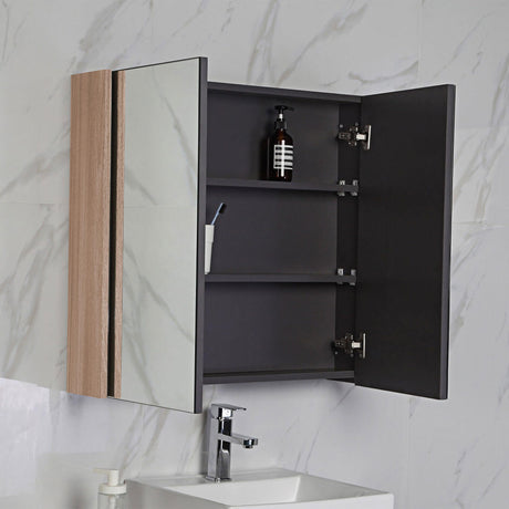 Bella Pencil Edge Mirror Shaving Cabinet Mia Oak / 600mm Mirrors & Cabinets