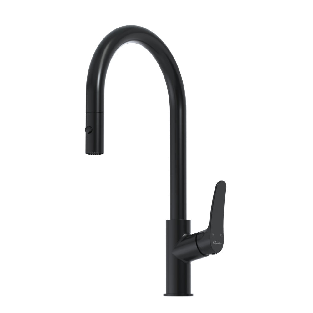 Oliveri Verona Pullout Gooseneck Sink Mixer, Matte Black, VA306516MB-P