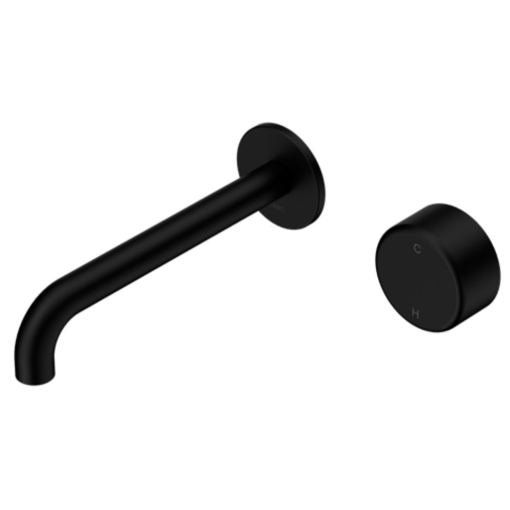 Nero Serenity Progressive Wall Basin Mixer 160mm Spout w/ Metal Handle Matte Black 24E066MB