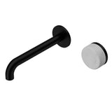 Nero Serenity Progressive Wall Basin Mixer 185mm Spout w/ Carrara Handle Matte Black 24E067MB