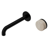 Nero Serenity Progressive Wall Basin Mixer 185mm Spout w/ Rome Travertine Handle Matte Black 24E069MB