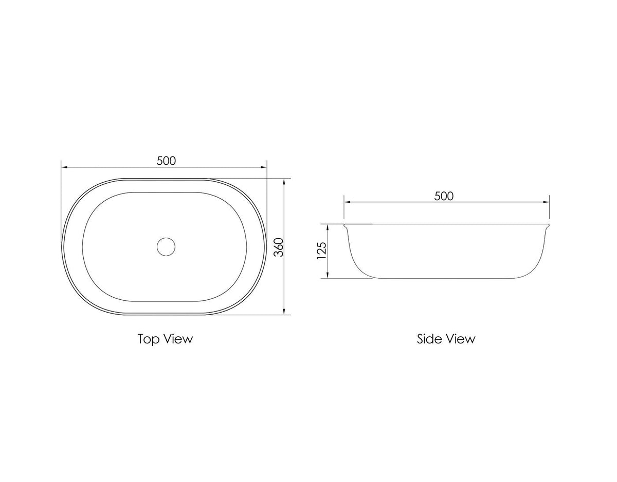 Otti OT5036 Bronte Oval 500x350x130 Above Counter Basin