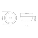 Otti OT3939 Bronte Round 390x390x130 Above Counter Basin