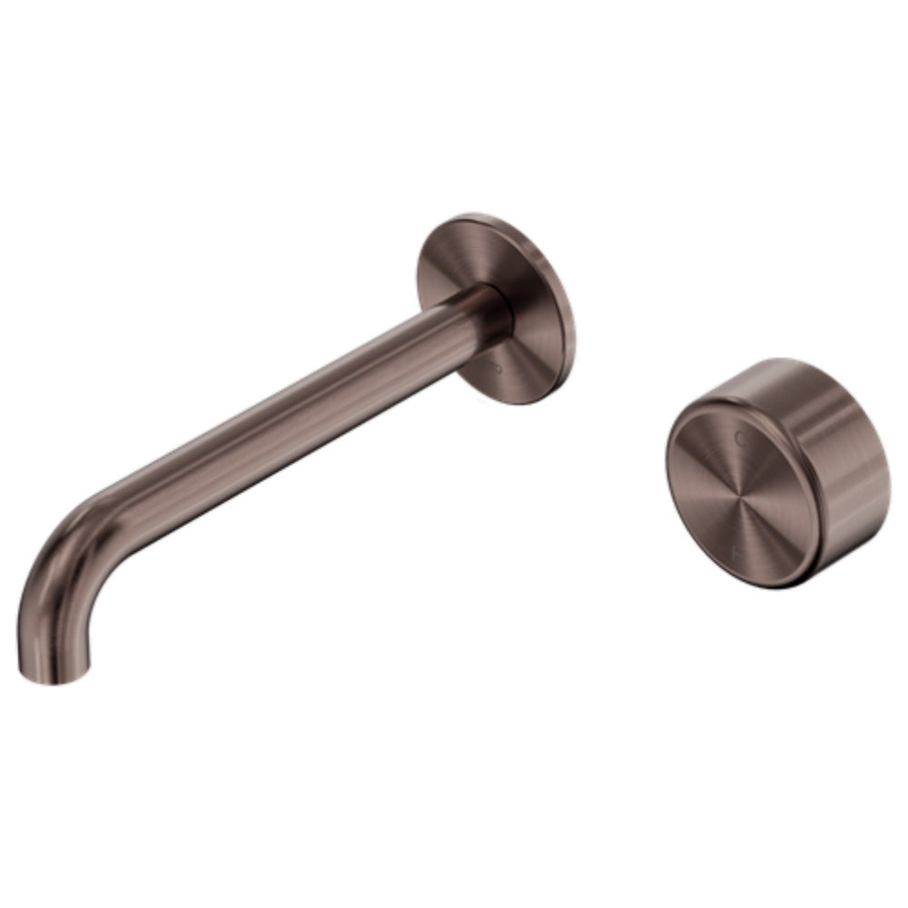 Nero Serenity Progressive Wall Basin Mixer 185mm Spout w/ Metal Handle Brushed Bronze 24E072BZ