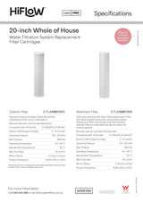 Oliveri C-T-JUMBO20C HiFlow 20-inch Whole of House Replacement Carbon Filter