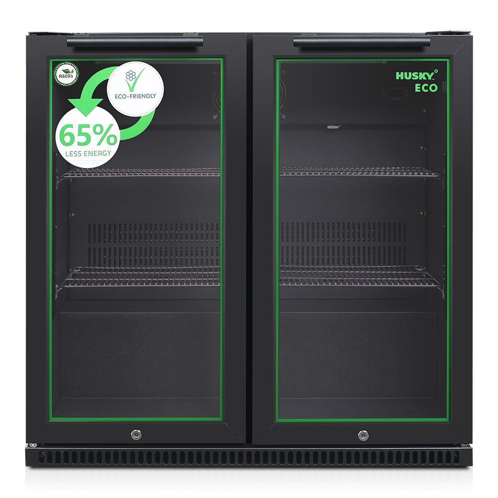 Husky 173L Eco Double Door Back Bar Drinks Chiller in Black C2HECO840BKAU