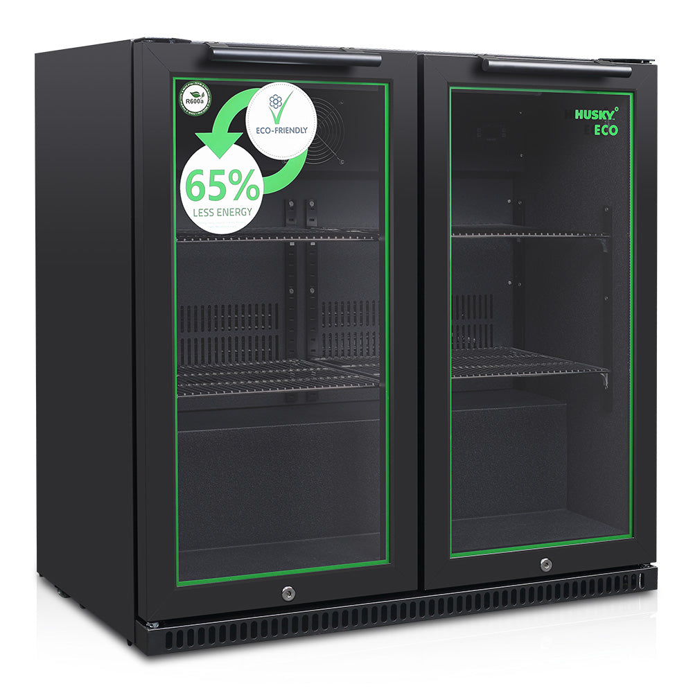 Husky 173L Eco Double Door Back Bar Drinks Chiller in Black C2HECO840BKAU