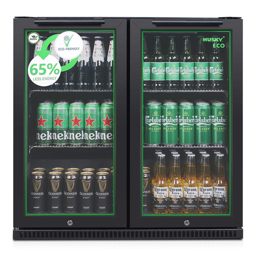 Husky 173L Eco Double Door Back Bar Drinks Chiller in Black C2HECO840BKAU