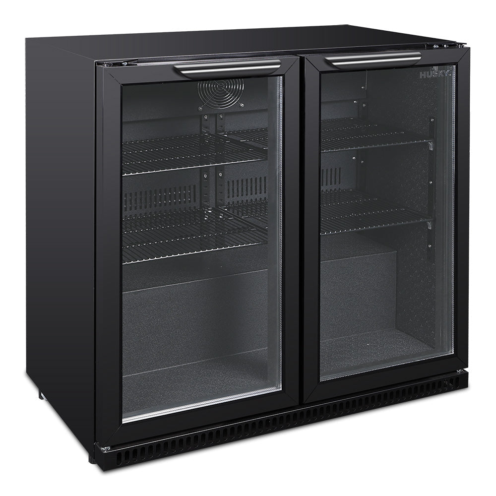 Husky 203L Double Door Homebar Drinks Chiller in Black C2HHMBBKAU