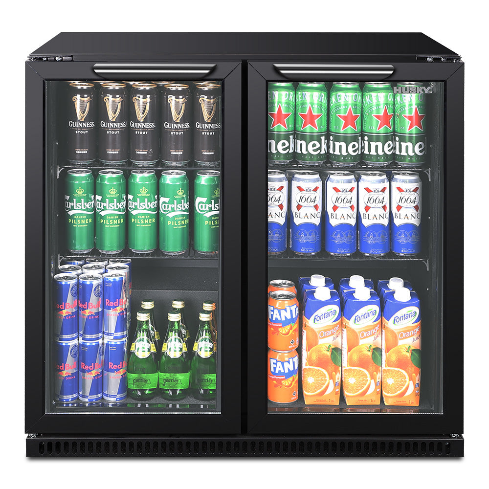Husky 203L Double Door Homebar Drinks Chiller in Black C2HHMBBKAU