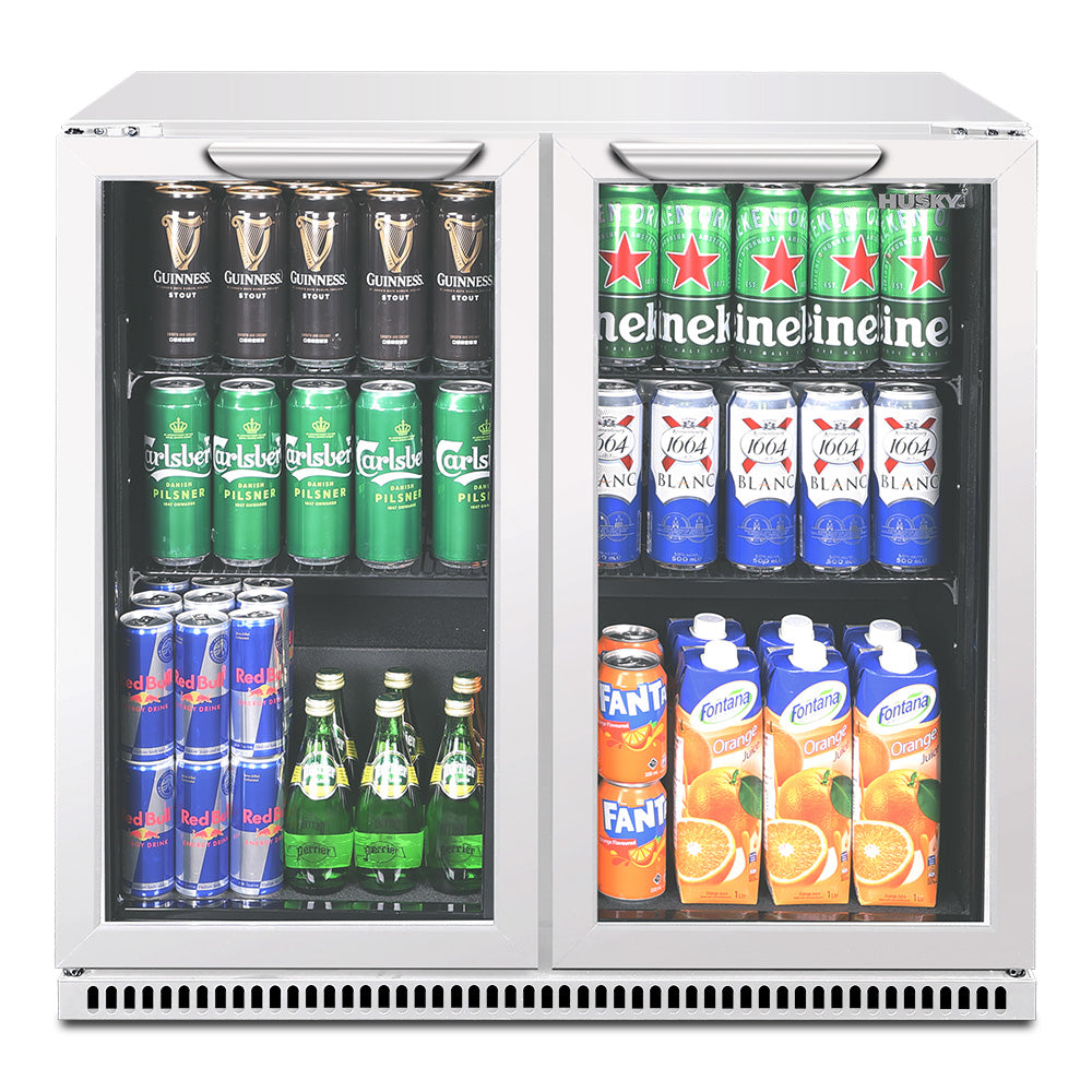 Husky 203L Double Door Homebar Drinks Chiller in White C2HHMBWHAU