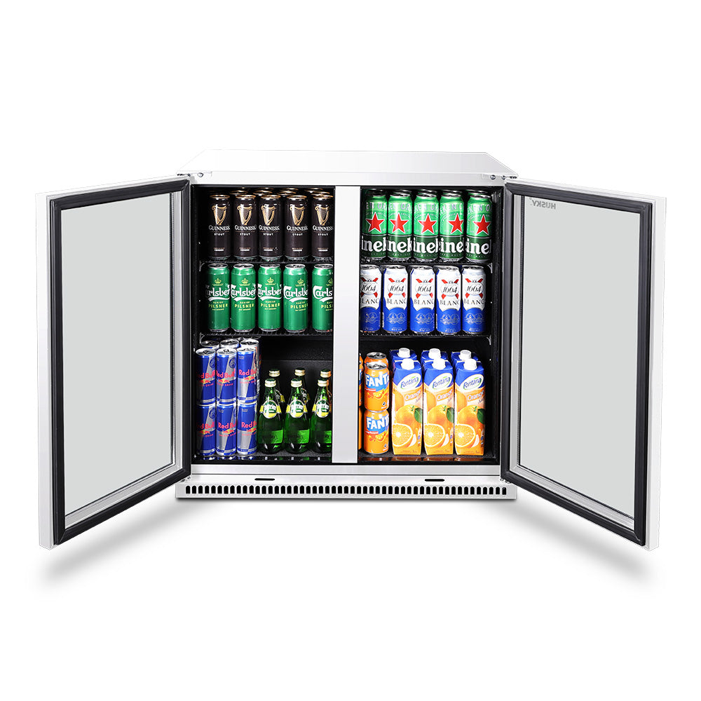 Husky 203L Double Door Homebar Drinks Chiller in White C2HHMBWHAU