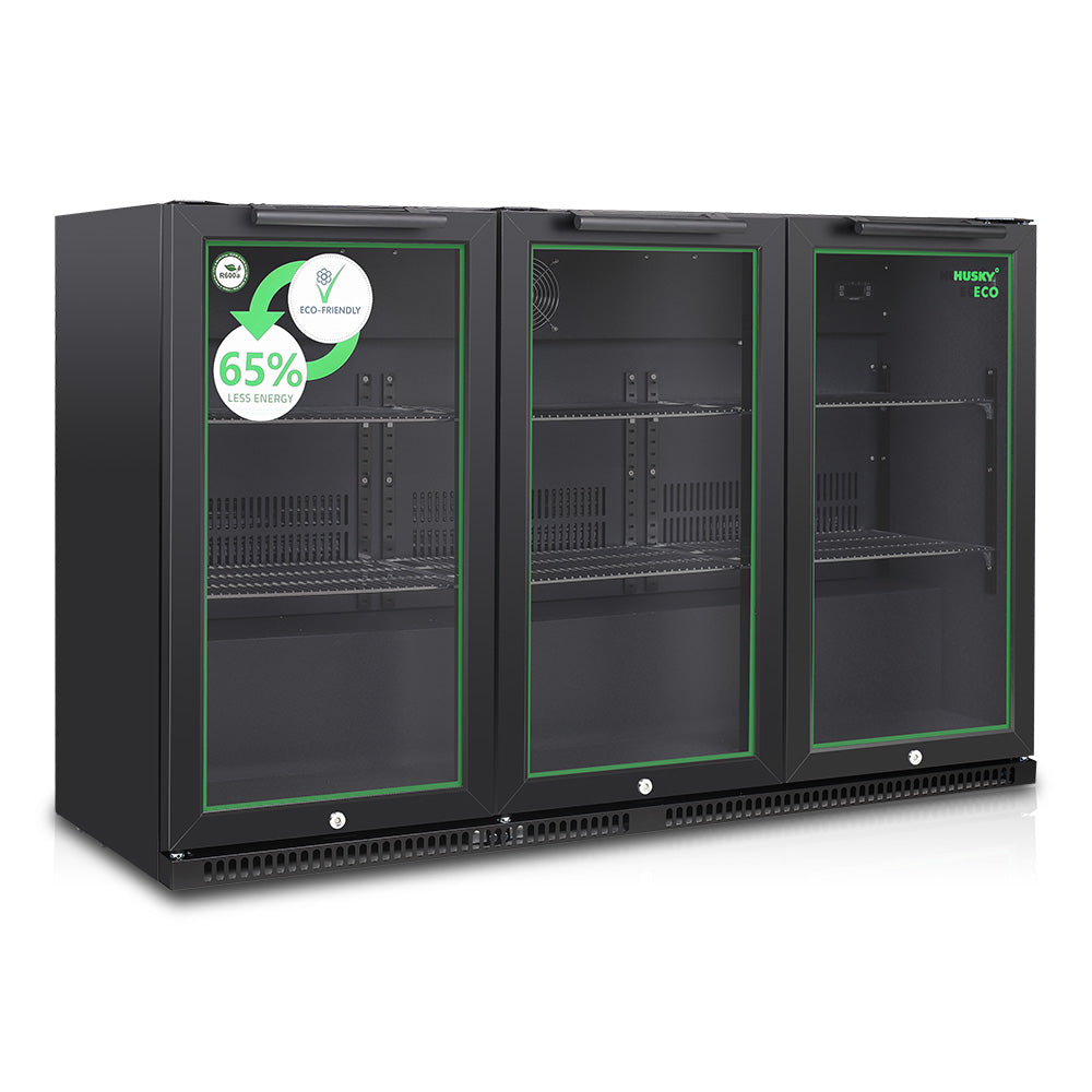 Husky 280L Eco Triple Door Back Bar Drinks Chiller in Black C3HECO840BKAU