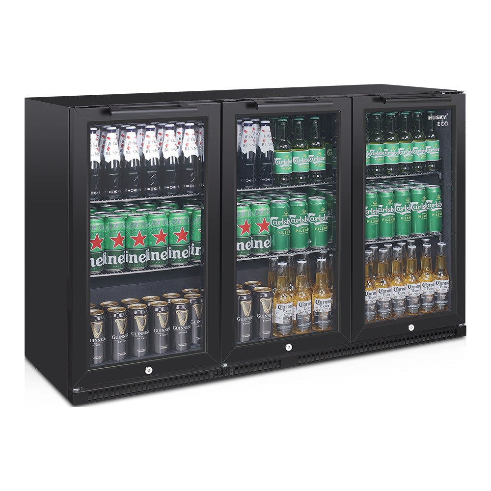 Husky 280L Eco Triple Door Back Bar Drinks Chiller in Black C3HECO840BKAU