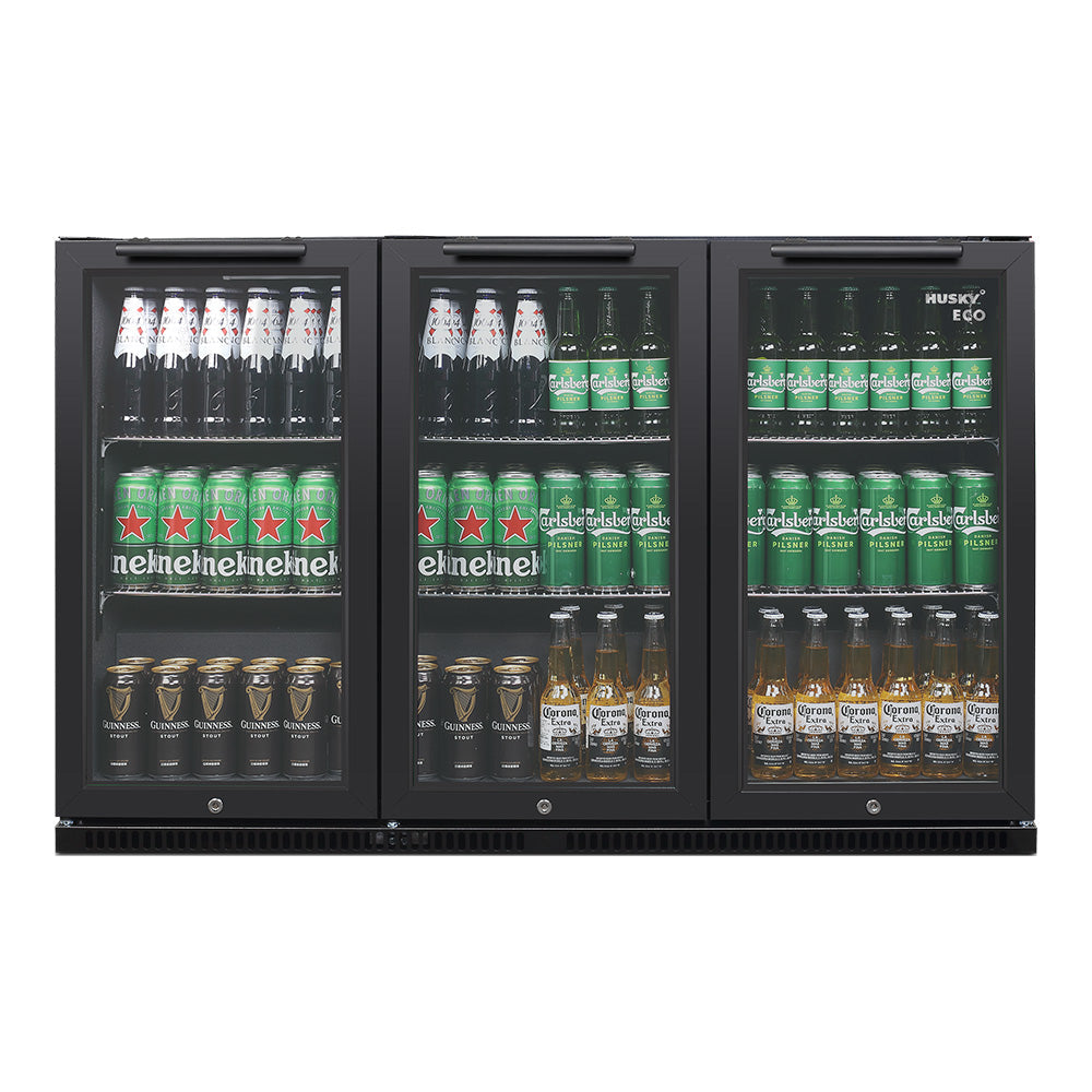 Husky 280L Eco Triple Door Back Bar Drinks Chiller in Black C3HECO840BKAU