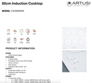 Artusi CAID6000W 60cm 4 Zone Induction Cooktop, White