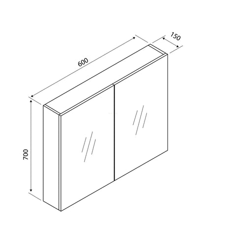 Aulic Bella Shaving Cabinet without Side Boards 600mm CASCXX-600 600 Mirrors & Cabinets