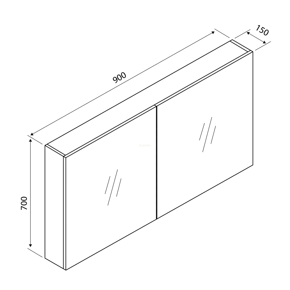 Aulic Bella Shaving Cabinet Without Side Boards 900mm CASCXX-900 900 Mirrors & Cabinets