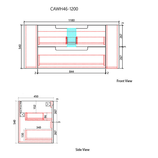 Aulic 1200mm Curva White Fluted Wall Hung Vanity CAWH46-1200-ST Vanity Units