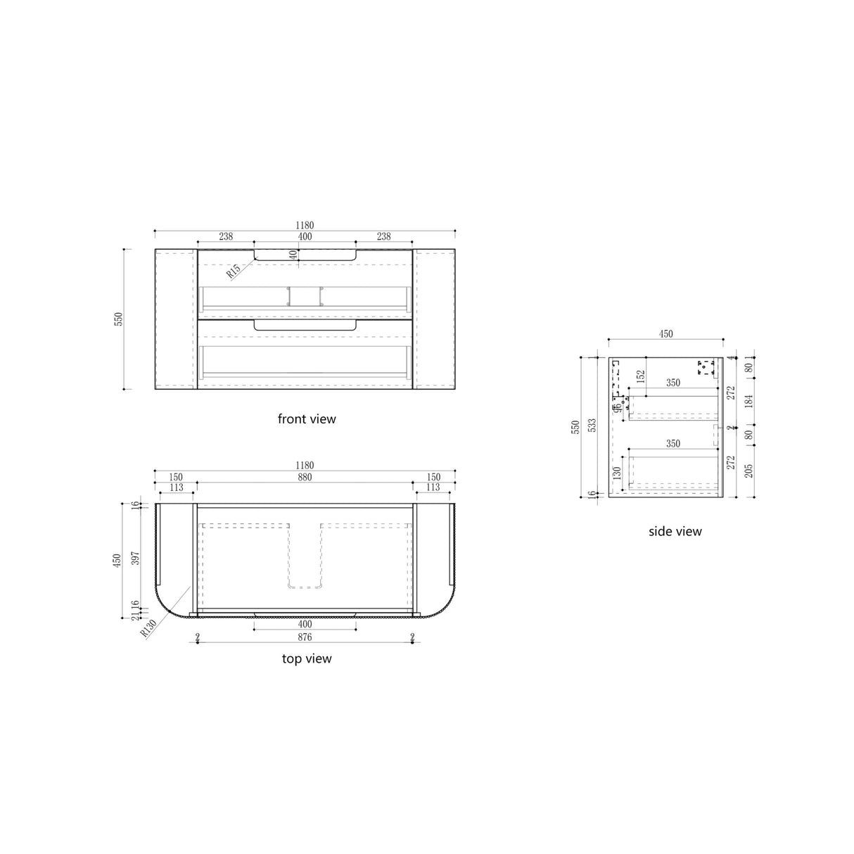 Aulic 1200mm Varcelli Tier Wall Hung Vanity CAWH54-1200-ST Vanity Units