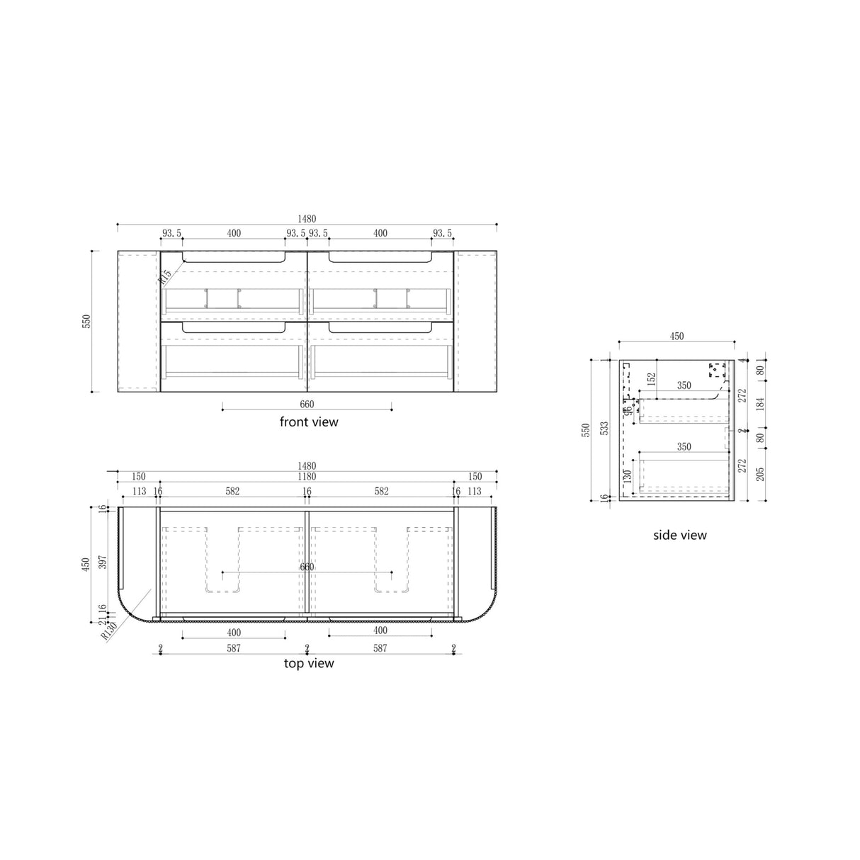 Aulic 1500mm Varcelli Tier Wall Hung Vanity CAWH54-1500-ST Vanity Units