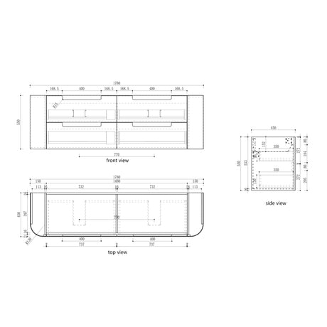 Aulic 1800mm Varcelli Tier Wall Hung Vanity CAWH54-1800-ST Vanity Units
