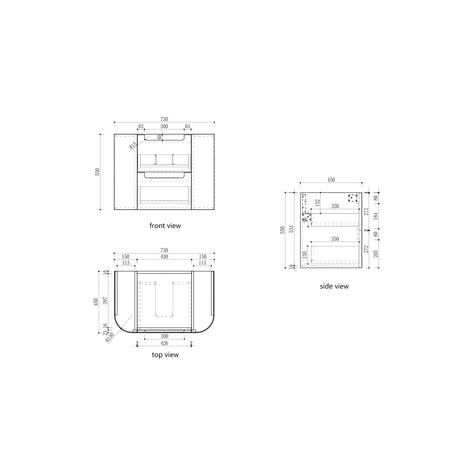 Aulic 750mm Varcelli Tier Wall Hung Vanity CAWH54-750-ST Vanity Units