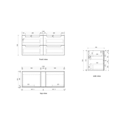 Aulic 1200mm Lovina Tier Wall Hung Vanity CAWH55-1200 Vanity Units