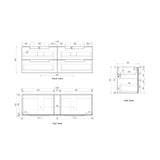 Aulic 1500mm Lovina Tier Single/Double Bowl Wall Hung Vanity CAWH55-1500 Vanity Units